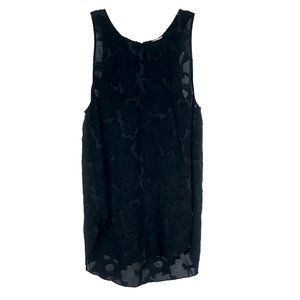 Womens Size Medium Wilfred Aritzia Black Floral Embroidered Silk Tank Top